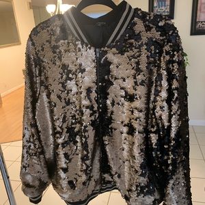 Gold Sequin Bomber Jacket